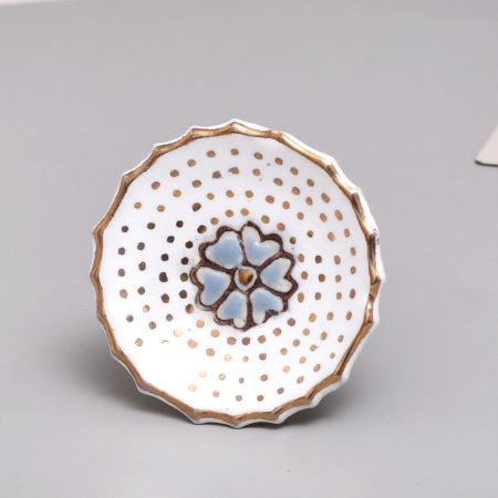 Ceramic Grey Flower Decorative Drawer Knob